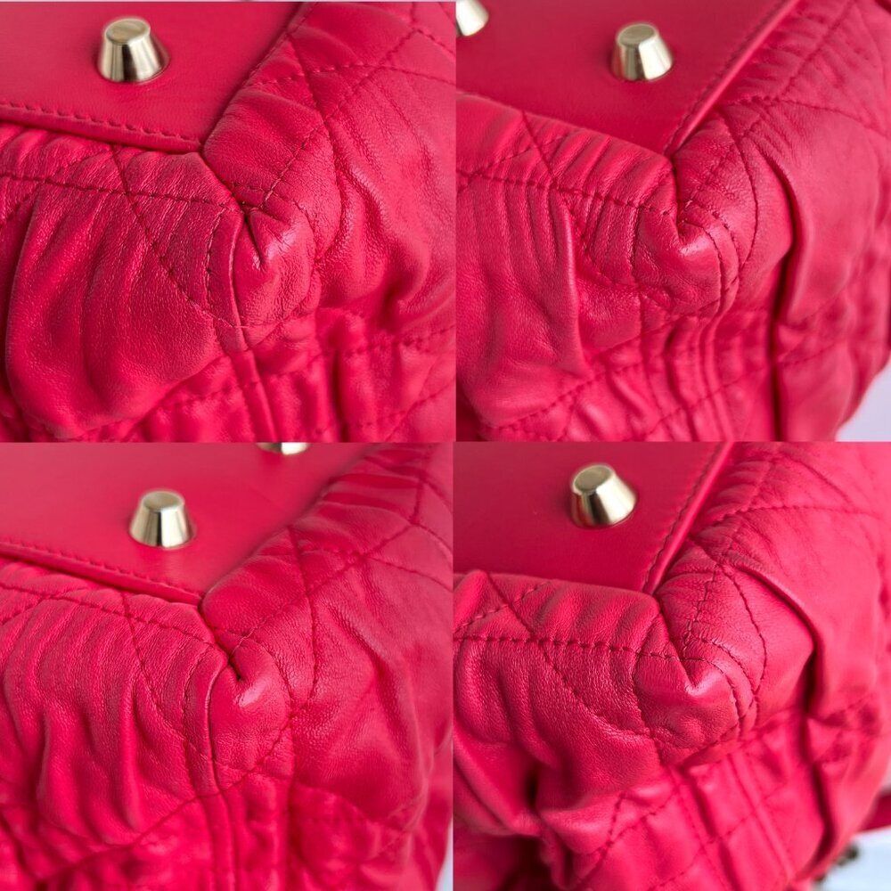 Authentic Christian Dior Red Delices Gaufre Cannage Soft Leather Quilted Bag - Picture 8 of 16